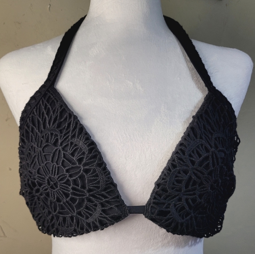 NWT! Shade & Shore Womens Crochet Bikini Top, Size 34D, Adjustable Straps